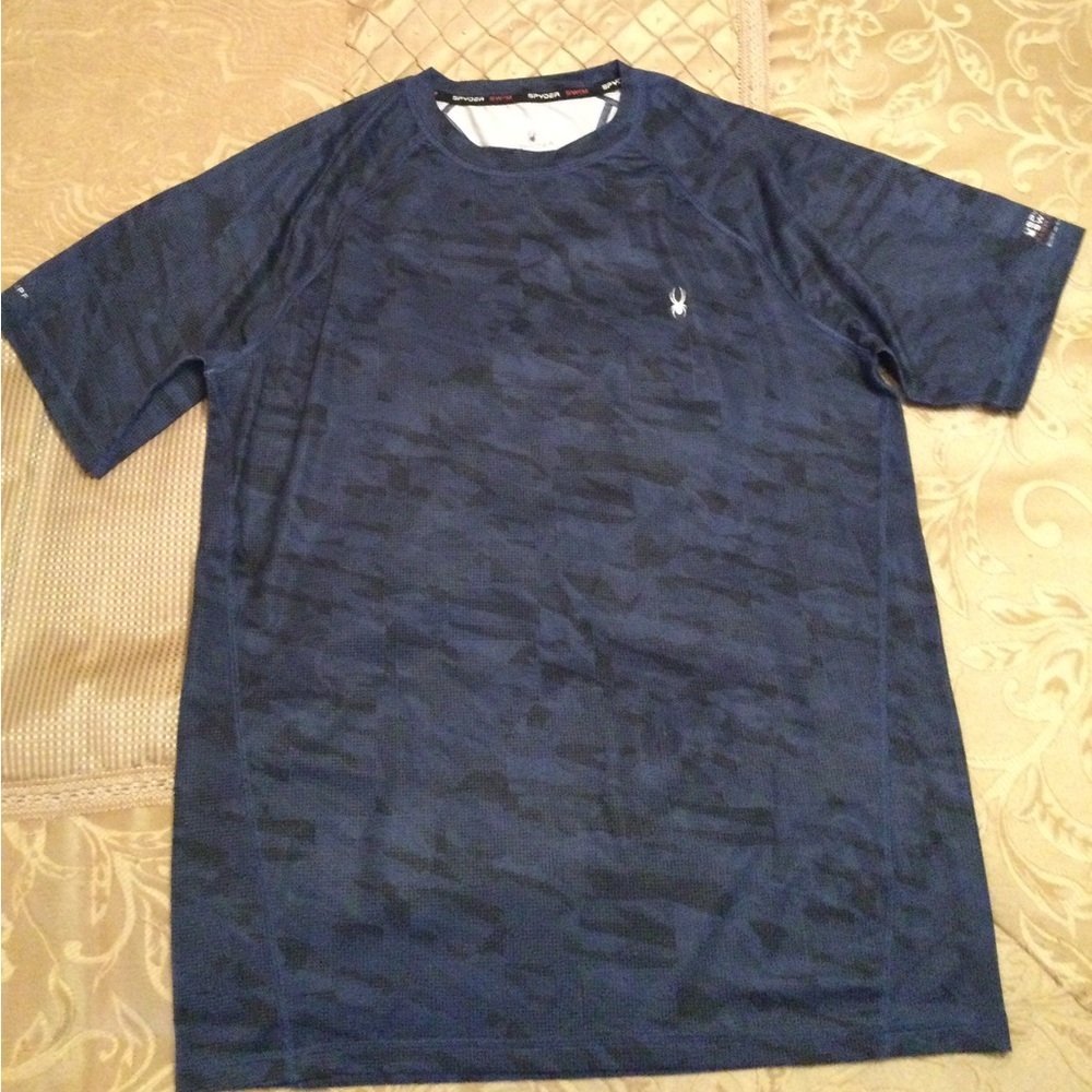 Spider rash guard Men’s swimwear blue Short sleeve medium